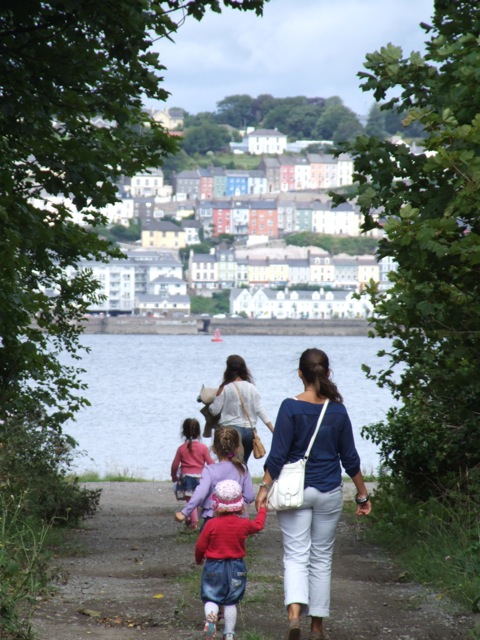 One of the many walks on Spike, looking at Cobh across the harbour.